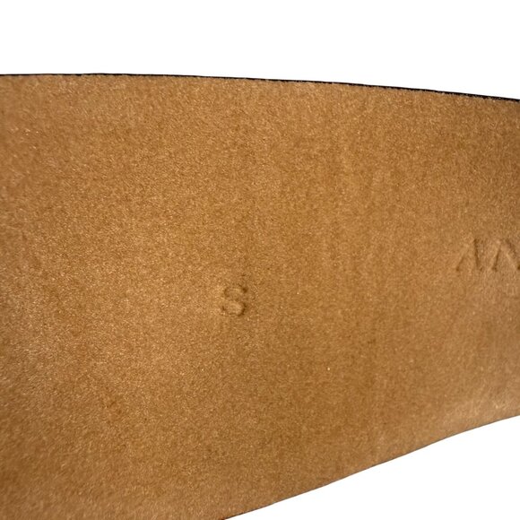 Ann Taylor Leather Hombre Square Buckle Chunky Belt Women's Size Small Brown - Picture 5 of 7